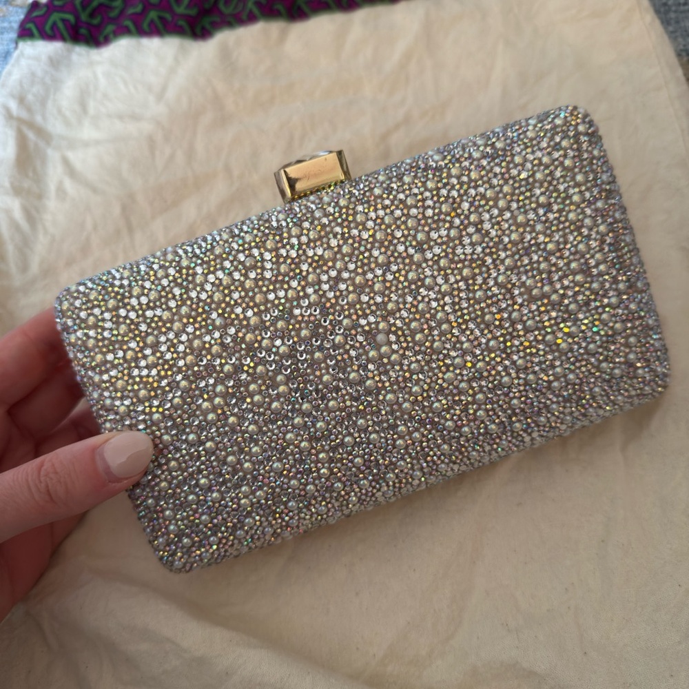 David's Bridal Shimmering Cream Clutch